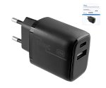 USB C+A töltő/tápegység 20W, PD, fehér, Power Delivery doboz, fekete, DINIC doboz